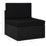 Set Divani da Giardino 5 pz con Cuscini in Polyrattan Nero