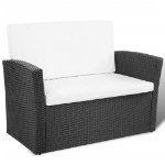 Set Divani da Giardino 4 pz con Cuscini in Polyrattan Nero