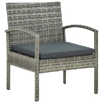 Set da Bistrot 3 pz con Cuscini in Polyrattan Grigio