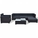 Set Divani da Giardino 6 pz con Cuscini in Polyrattan Nero