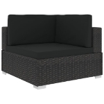 Set Divani da Giardino 5 pz con Cuscini in Polyrattan Nero