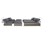 Set Divani da Giardino 5 pz con Cuscini in Polyrattan Grigio