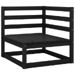 Set Divani da Giardino 11 pz Nero in Legno Massello di Pino