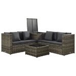 Set Divani da Giardino 4 pz con Cuscini in Polyrattan Grigio