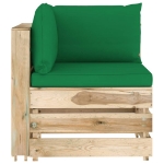 Set Divani da Giardino con Cuscini 11 pz Legno Impregnato Verde