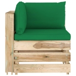 Set Divani da Giardino con Cuscini 9 pz Legno Impregnato Verde