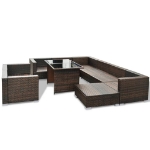 Set Divani da Giardino 10 pz con Cuscini in Polyrattan Marrone