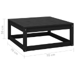 Poggiapiedi da Giardino 42x35x45 cm Legno Massello di Pino Nero