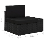 Set Divani da Giardino 5 pz con Cuscini in Polyrattan Nero