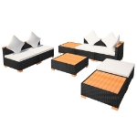 Set Divani da Giardino 8 pz con Cuscini in Polyrattan Nero