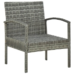 Set da Bistrot 3 pz con Cuscini in Polyrattan Grigio