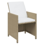 Set da Pranzo per Giardino 21pz con Cuscini in Polyrattan Beige