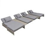 Set Divani da Giardino 5 pz con Cuscini in Polyrattan Grigio