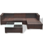 Set Divani da Giardino 5 pz con Cuscini in Polyrattan Marrone