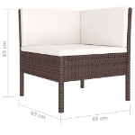 Set Divani da Giardino 4 pz con Cuscini in Polyrattan Marrone