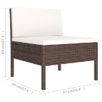 Set Divani da Giardino 10 pz con Cuscini in Polyrattan Marrone