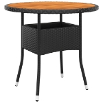 Set da Pranzo per Giardino 3 pz in Polyrattan Nero