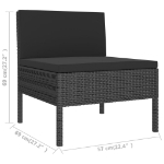 Set Divani da Giardino 12 pz con Cuscini in Polyrattan Nero