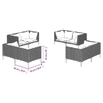 Set Divani Giardino 8 pz con Cuscini in Polyrattan Grigio Scuro