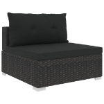 Set Divani da Giardino 6 pz con Cuscini in Polyrattan Nero