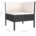 Set Divani da Giardino 4 pz con Cuscini in Polyrattan Nero