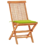 Set da Bistrot 3 pz con Cuscini Verde Brillante Legno di Teak