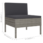 Set Divani da Giardino 10 pz con Cuscini in Polyrattan Grigio