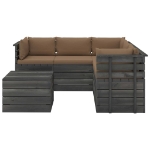 Set Divani da Giardino su Pallet 6 pz con Cuscini Massello Pino