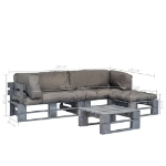 Set Divani da Giardino 4 pz Pallet Cuscini Grigi in Legno