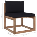 Set Divani Giardino su Pallet 3 pz con Cuscini Pino Impregnato