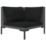 Set Divani Giardino 8 pz con Cuscini in Polyrattan Grigio Scuro