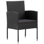 Set da Pranzo da Giardino 5 pz Nero con Cuscini in Polyrattan