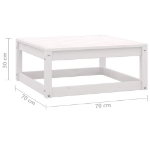 Poggiapiedi da Giardino 70x70x30 cm Bianco in Legno Massello di Pino