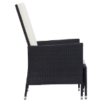 Set Divani da Giardino 3 pz con Cuscini in Polyrattan Nero