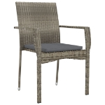 Set Salotto Giardino 3 pz con Cuscini Nero e Grigio Polyrattan