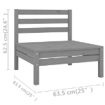 Set Salotto da Giardino 11 pz Grigio in Legno Massello di Pino