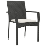 Set da Pranzo da Giardino 7 pz Nero con Cuscini in Polyrattan