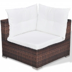 Set Divani da Giardino 6 pz con Cuscini in Polyrattan Marrone