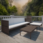 Set Divani da Giardino 3 pz con Cuscini in Polyrattan Marrone