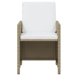 Set da Pranzo per Giardino 21pz con Cuscini in Polyrattan Beige