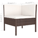 Set Divani da Giardino 9 pz con Cuscini in Polyrattan Marrone