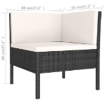 Set Divani da Giardino 14 pz con Cuscini in Polyrattan Nero