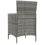 Set da Pranzo per Esterni 3 pz con Cuscini in Polyrattan Grigio