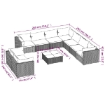 Set Divani da Giardino 10 pz con Cuscini in Polyrattan Marrone