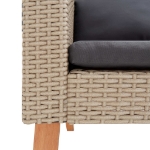 Set Divani da Giardino 3 pz con Cuscini in Polyrattan Beige