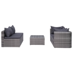 Set Divani da Giardino 8 pz con Cuscini in Polyrattan Grigio