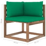 Set Salotto Giardino Pallet con Cuscini 7 pz in Pino Impregnato