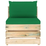 Set Divani da Giardino con Cuscini 12 pz Legno Impregnato Verde