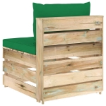 Set Divani da Giardino con Cuscini 3 pz Legno Impregnato Verde