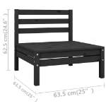 Set Salotto da Giardino 6 pz Nero in Legno Massello di Pino